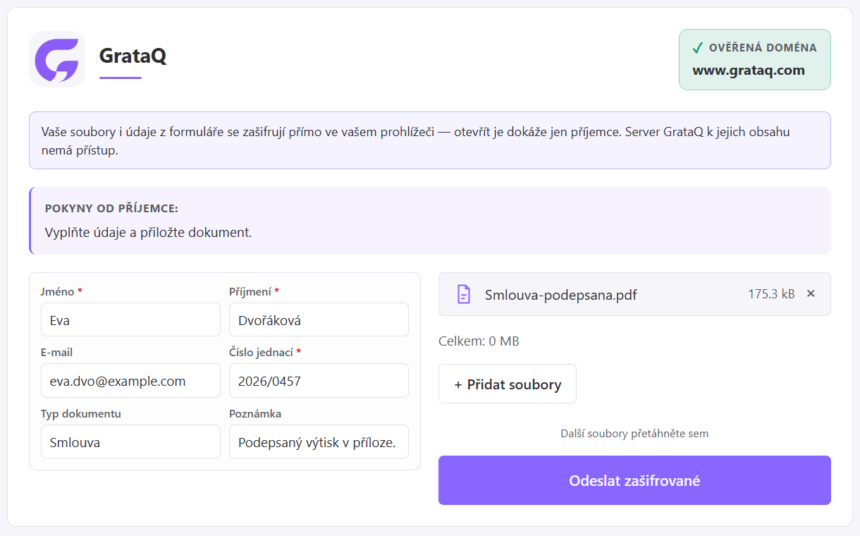 Náhled upload stránky: formulář s více poli