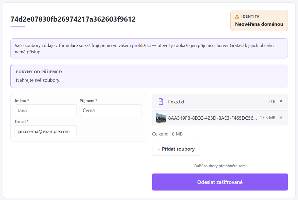 Náhled upload stránky bez brandu